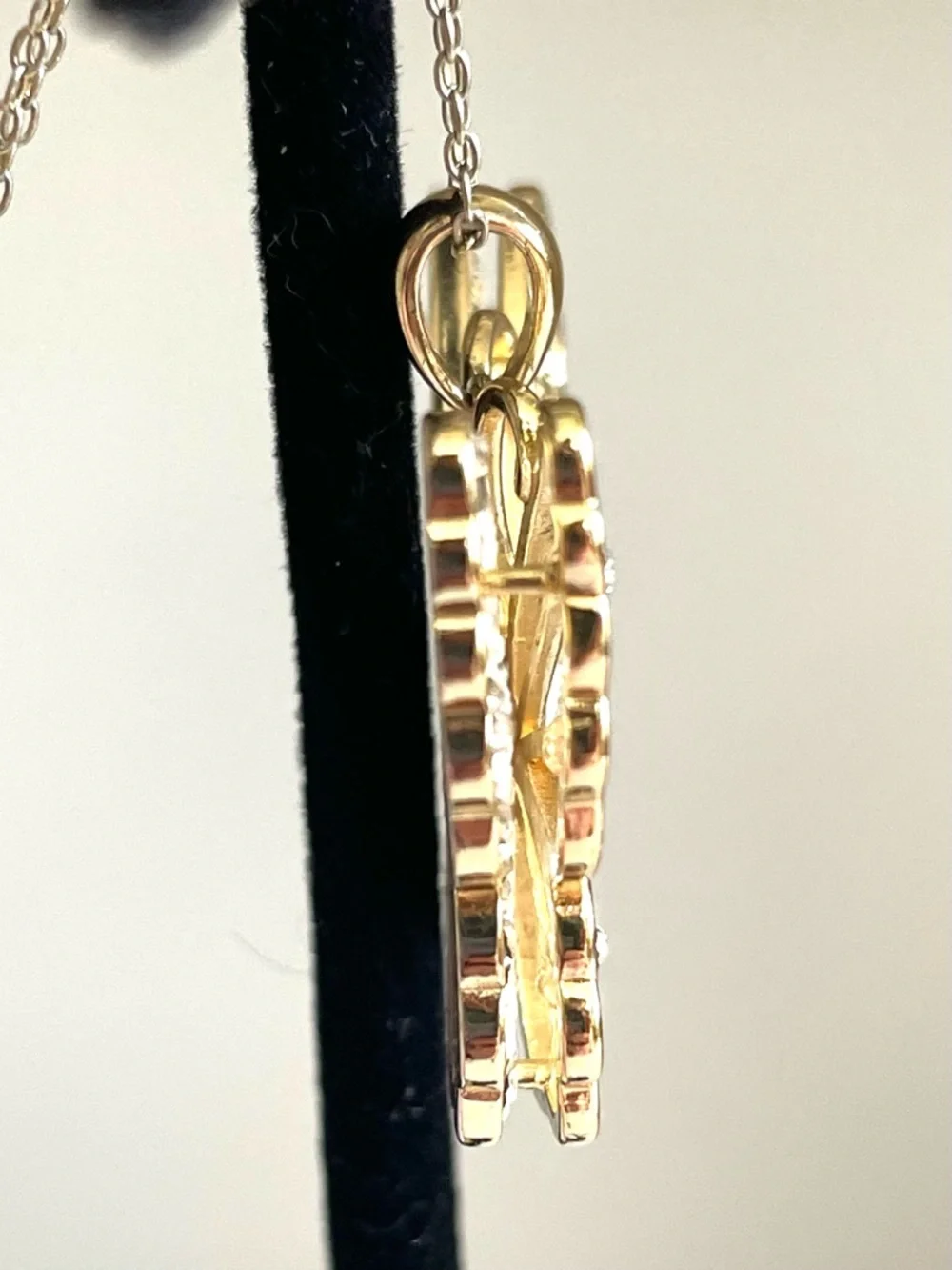 Jacmel Mauritius JCM Butterfly Necklace 925 Sterling Silver CZ Gold Overlay Pavé - Picture 4 of 9